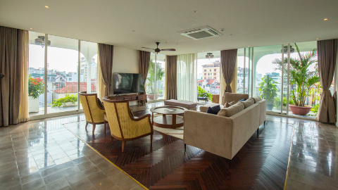 Elegant 4-Bedroom Apartment for Rent on To Ngoc Van Street - A Fusion of Indochina and Modern Luxury