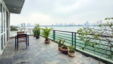 Big terrace with a mazing lakeview 02 bedroom apartment for rent in Tay Ho