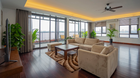 Lakefont fabulous 3 bedroom apartment with big balcony in Tu Hoa, Tay Ho for rent