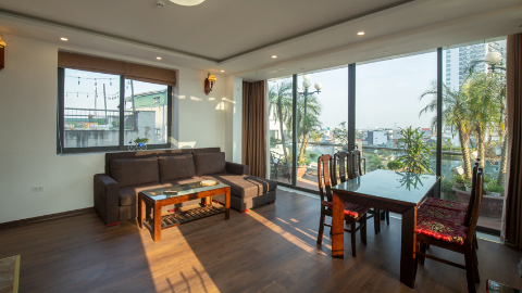 Big balcony furnished 2 bedroom apartment in To Ngoc Van, Tay Ho for rent