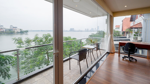 Lake front 3-bedroom apartment for rent on Quang An St with direct car access