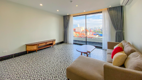 Open View 3-Bedroom Duplex Apartment for Rent in Tranquil Xuan Dieu Lane