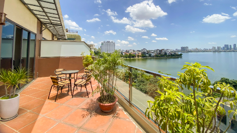 Fabulous lake view big balcony 2 bedroom apartment Tay Ho to rent