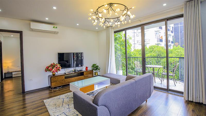 Big balcony Charming 03 bedroom apartment  in Tay Ho,Hanoi for rent.