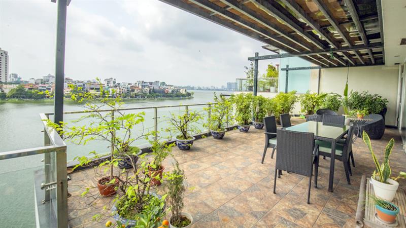 Over lakeview and big terrace 03 bedroom apartment for rent in Tay Ho