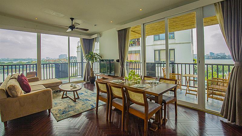 Charming Indochine-Style Apartment for Rent in Tranquil Xom Chua Alley, Dang Thai Mai Street